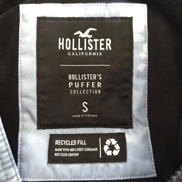 Hollister Men’s Fleece-Lined Full Zip Hooded Puffer Jacket Slate Tie-Dye - Small - Picture 12 of 15